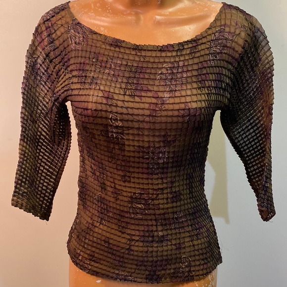 XOXO Tops - XOXO Medium Green and Purple Sheer Lightweight Blouse